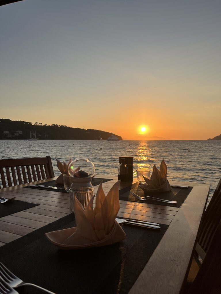 Sunset view from the tables of the restaurant Obala Lopud
