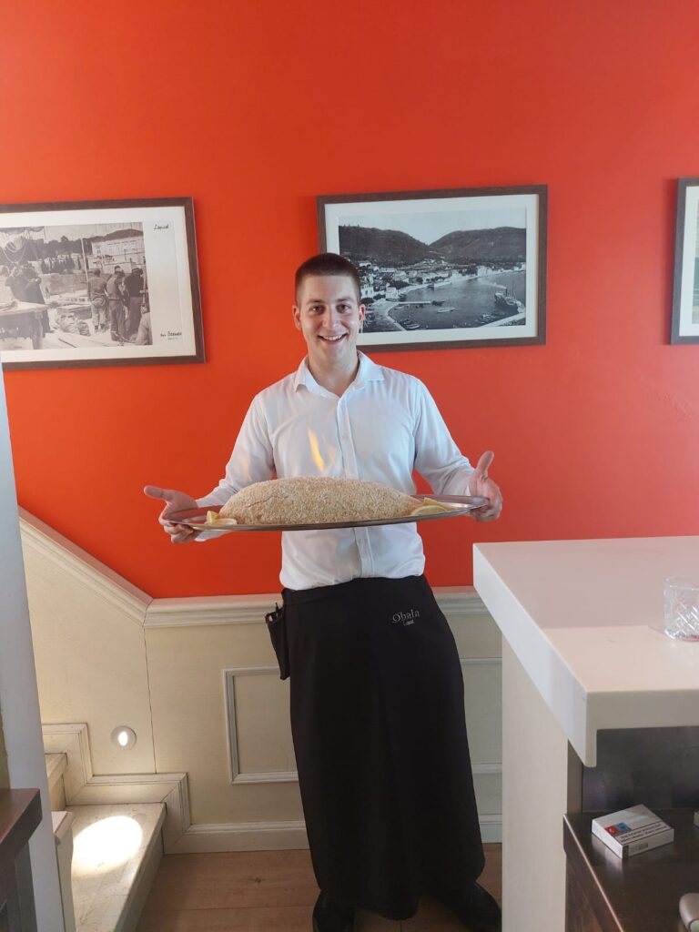 Seabass baked in salt